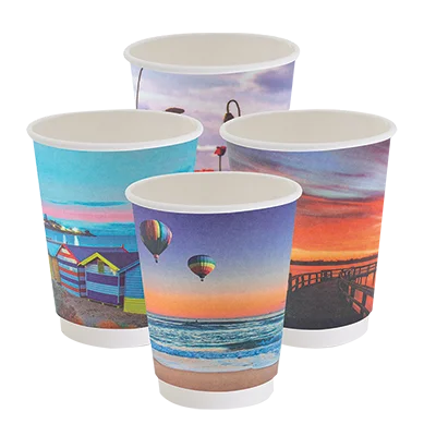 Tazas de café impresas de la serie de postales