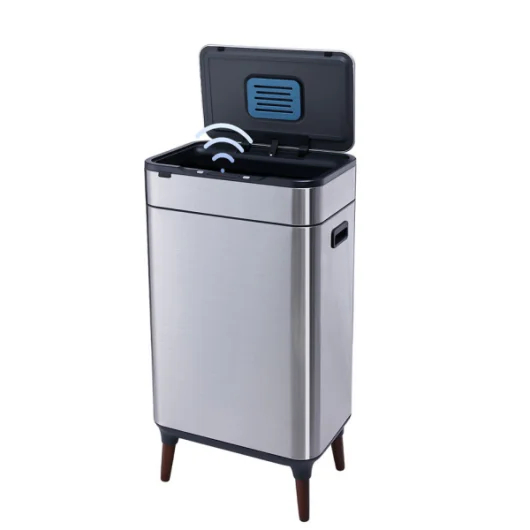 ELPHECO 30L Wooden Leg Sensor Trash Bin