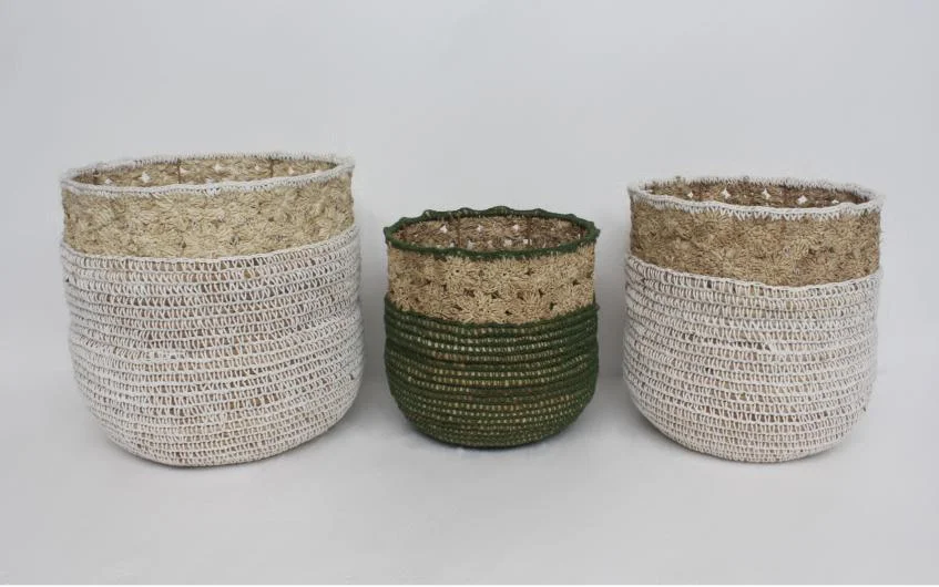 Banana Belly Basket with Crochet Flowers