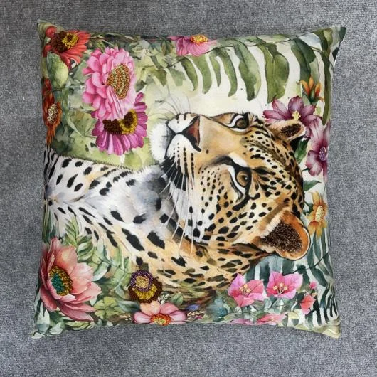 Cockatoo Print Velvet Cushion Cover