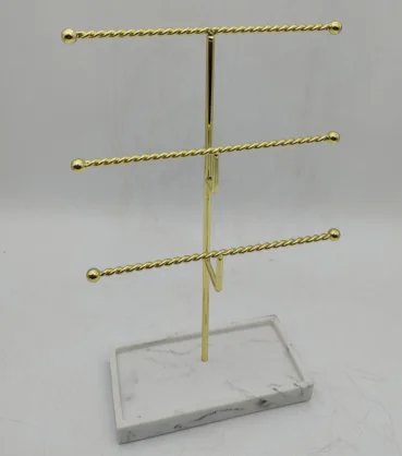 White Resin Marble 3 T - Bar Holder
