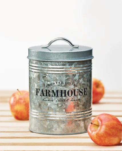 Farmhouse Galvanized Metal Canister