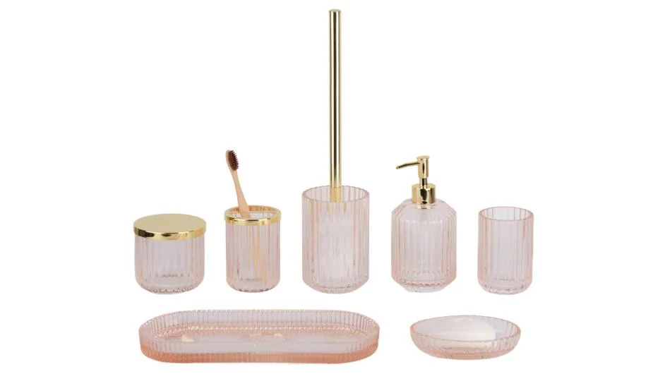 Vertical-Stripe Glass Bath Accessories