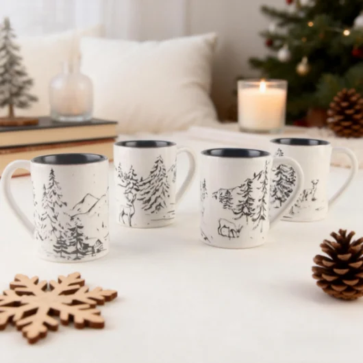 Matte Black Rim Mug Set
