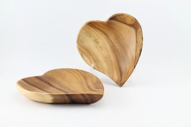 Heart Shaped Acacia Wooden Tray