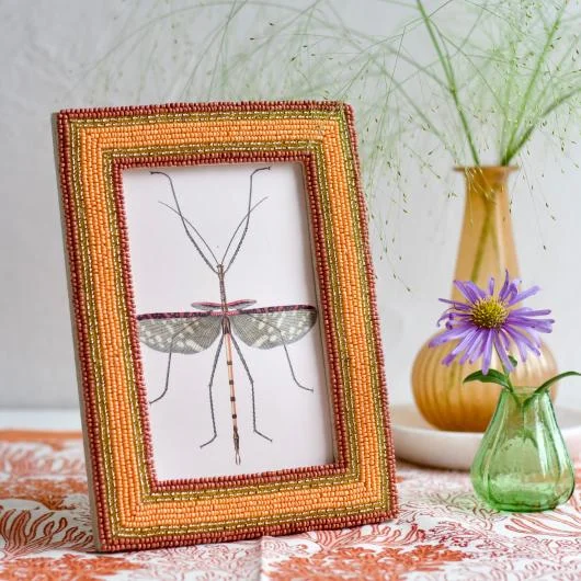 Orange Beaded Photo Frame