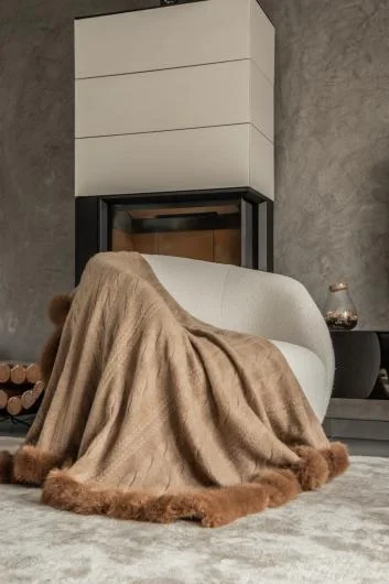 Fur-Edged Cashmere Blanket
