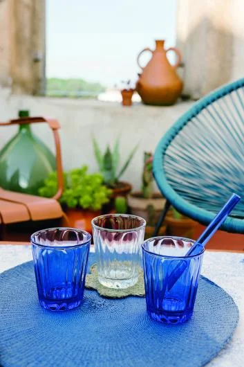 La Rochere Onde Clear and Blue Tumbler