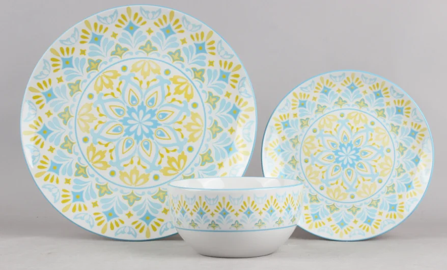 Two-Color Print Ceramic Plate Set