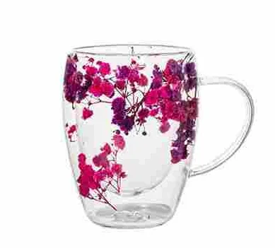 Double Wall Glass with Dry Flower