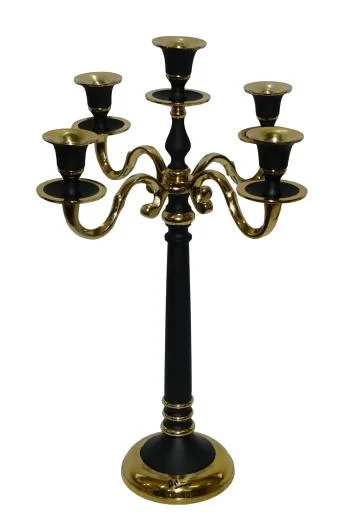 Gold and Black 5 Light Candelabra