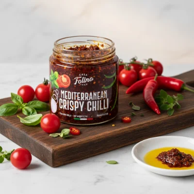 Aralıq dənizi üslublu xırtıldayan çili sousu