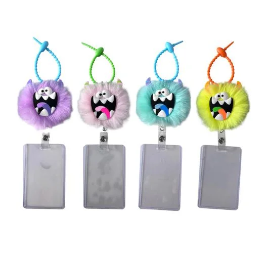 Plush Monster Badge Reel Keychain