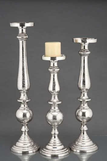 Aluminum Rough Nickel Pillar Candle Holder
