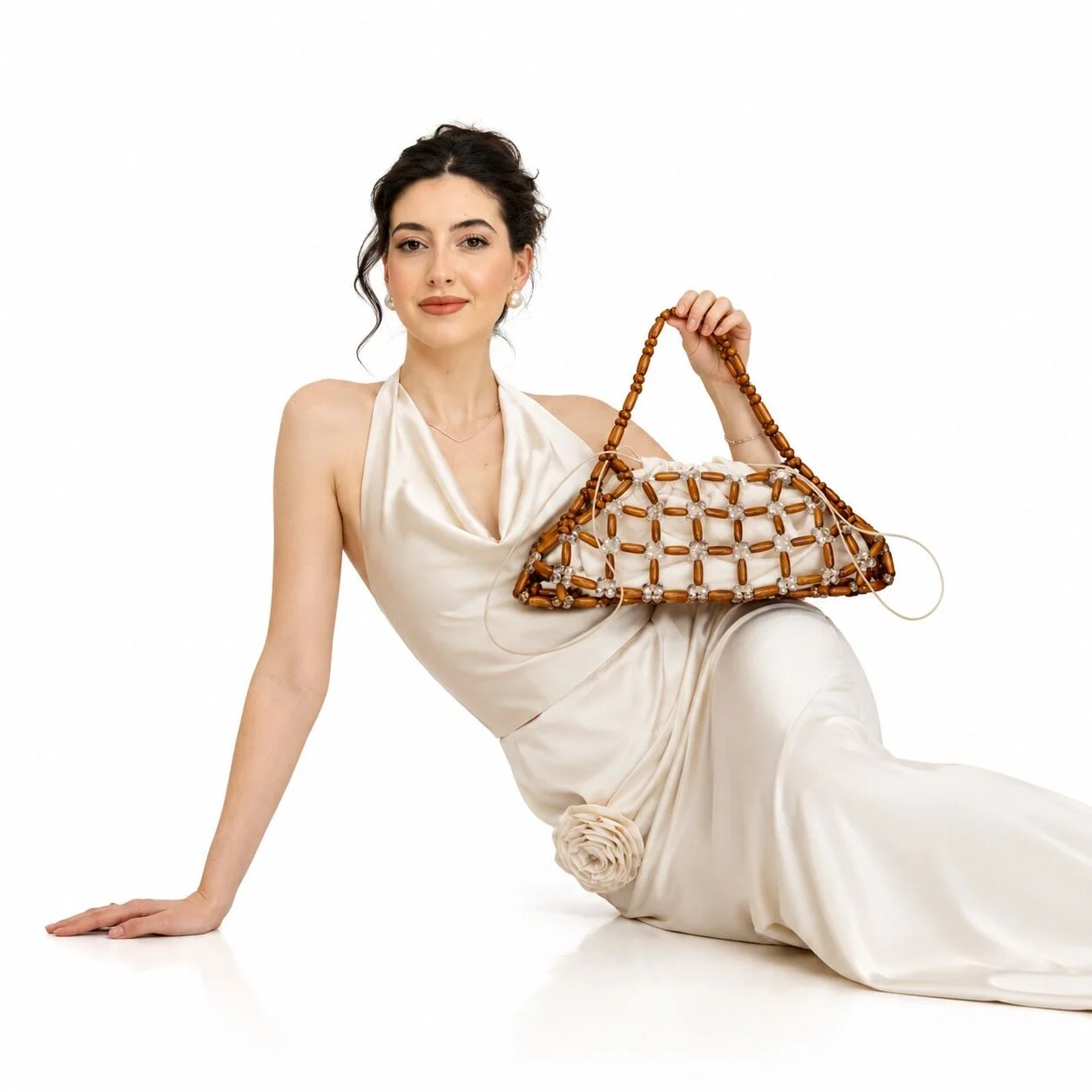 Sylva Nacre Handmade Wood Crystal Shoulder Bag