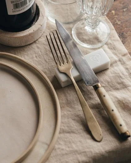 White Carrara Marble Cutlery Rests Set
