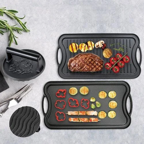 50x27cm Vorgewürzter Gusseisen-Grillplatte