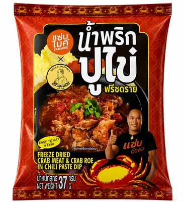 Cilor saus celup pasta cabai dengan daging kepiting dan telur kepiting yang dikeringbekukan