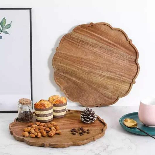 Khay gỗ xoài, bát và đĩa phục vụ