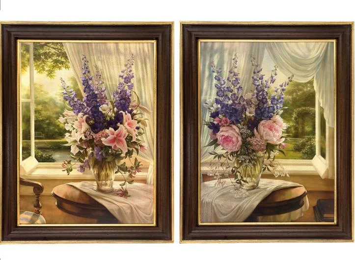 Igor Levashov Flowers Painting Walnut Frame