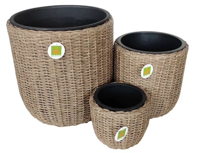 DS-KN1431/3 Poly Rattan Planters with Pots