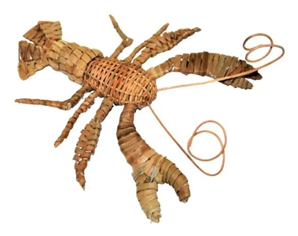 ของตกแต่งผนังหวายถักรูปกุ้งมังกร